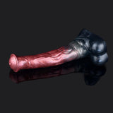 Ride the Pleasure Wave with Metallic Red Dildo