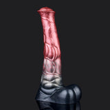 Ride the Pleasure Wave with Metallic Red Dildo