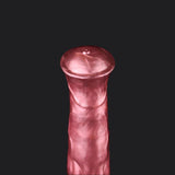 Ride the Pleasure Wave with Metallic Red Dildo